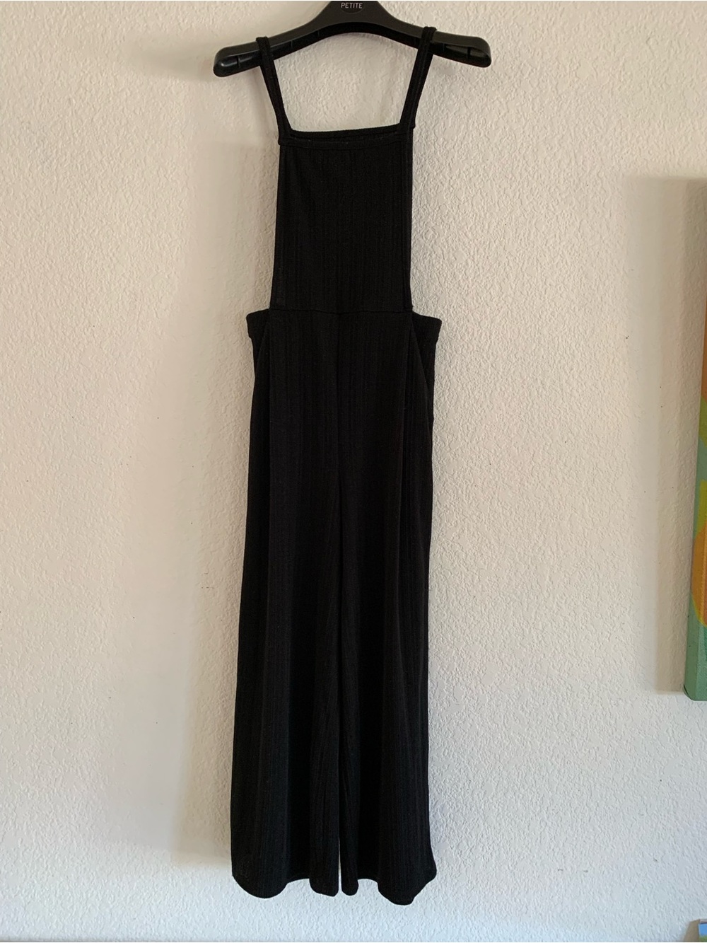 Black Ribbed Wide-Leg Jumpsuit